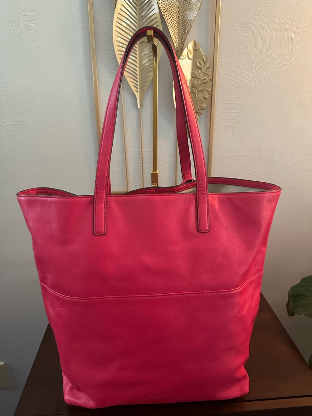 Coach Legacy Turn Lock Pocket Raspberry Tote F1393 In Buttery Luxurious Leather - Picture 6 of 15